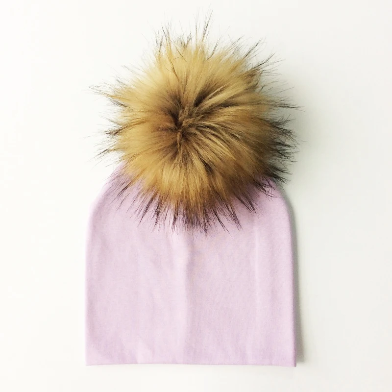 Шапка детская искусственные енот фур шапки для девочек лже- енот волосы шапка для мальчика зимой шапки детские - Цвет: light purple