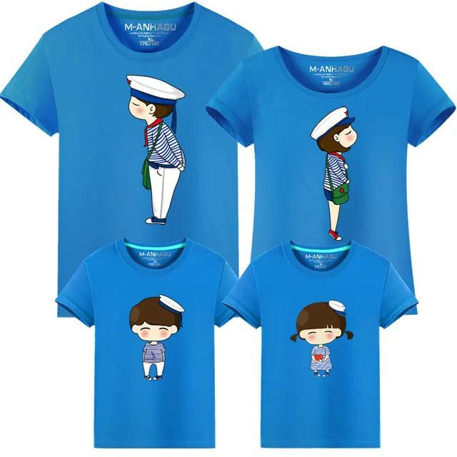 Aliexpress.com : Buy 1 Piece Family Look Blue Stripe Quality Couple T ...