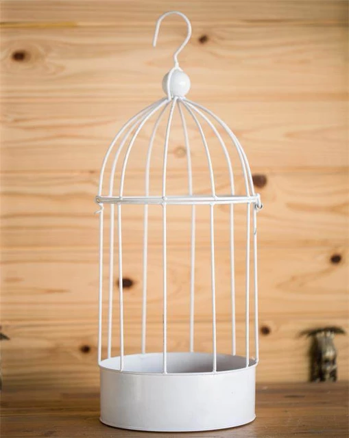 Free shipping decoration wrought iron bird cage hanging white American  creative metal window sitting room Furnishing articles - AliExpress