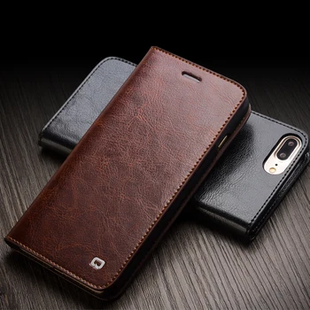 

QIALINO 2016 Case for iPhone 7 Genuine Leather Flip Wallet Ultra Thin Cover for iPhone 7 plus fashion pure handmade case 4.7/5.5