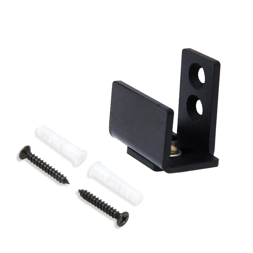 

LWZH Matte Black Sliding Barn Door Hardware Floor Guide Wall Mount Adjustable Anti Jump Door Bottom Guide Screws Include