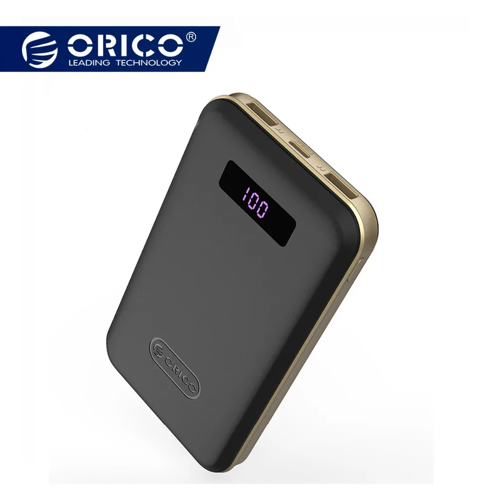 

ORICO 12500mAh Type-c Power Bank LCD External Battery Portable Mobile Fast Charger Dual USB Powerbank Universal Black