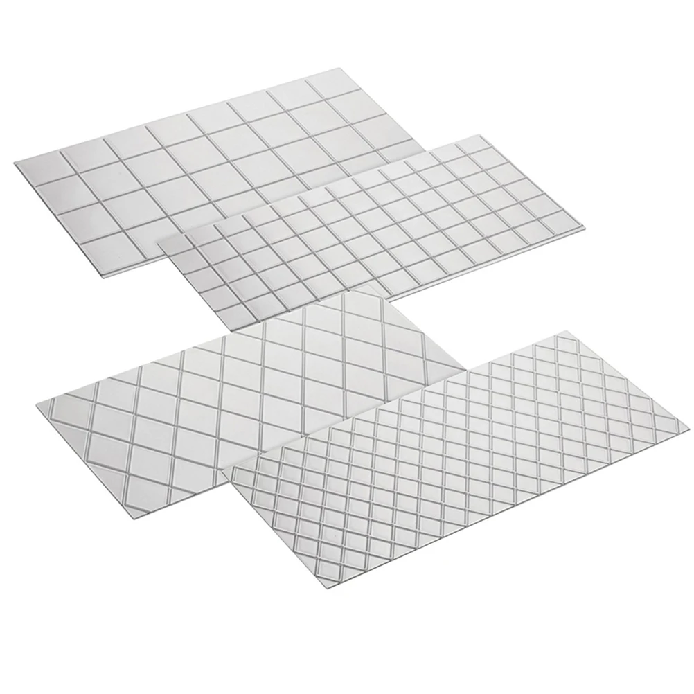 

4Pcs Grid Plastic Pattern Transparent Grain Mold Impression Fondant DIY Cake Mold Pudding Jelly Mold