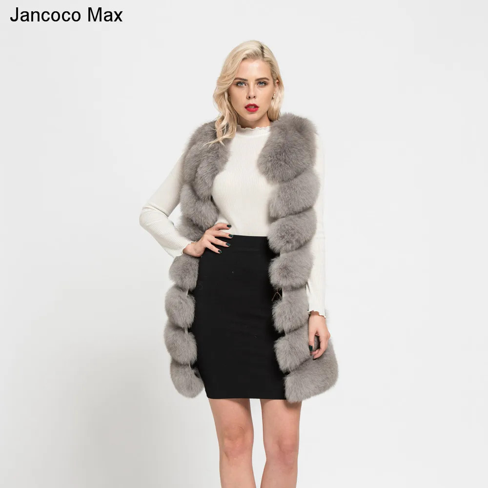 Jancoco Max, новинка, натуральный Лисий мех, жилет, высокое качество, женский жилет, зимнее пальто, 7 рядов, толстый теплый жилет S7161
