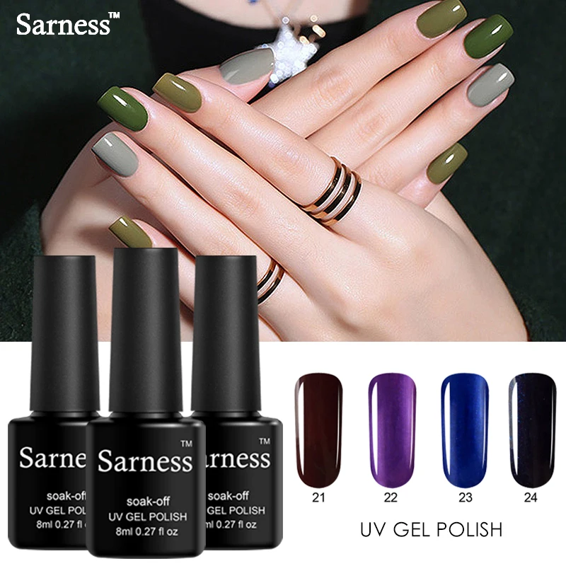 

Sarness Regular Nail Polish 29 Colors UV Gel Nail Polish Lacquer Soak Off Hybrid Gel Varnish Semi Permanent Pure Color Nail Glue
