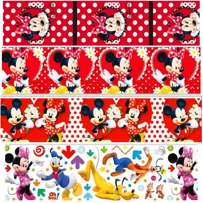 

16 25 38 50 75mm width mickey minnie printed polyester Grosgrain Ribbon or Satin Ribbon MR28