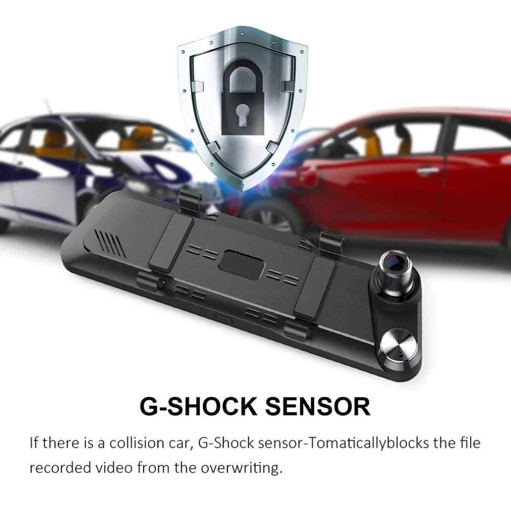 

10 inch streaming media rearview mirror HD dual recording recorder 2.5D auto parts cross-border explosion models full screen