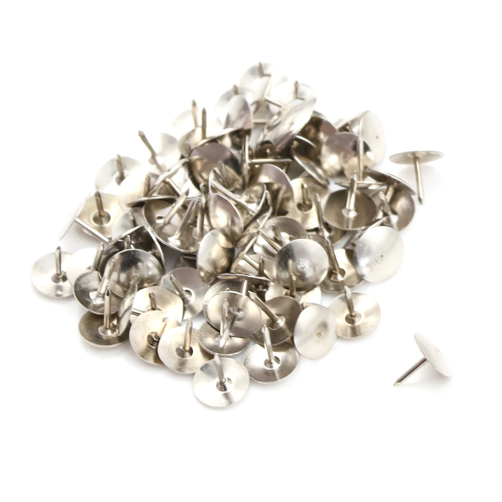 

80 Pcs Silver Thumbtacks Tone Corkboard Photo Push Pins Wholesale