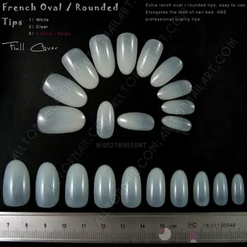 

200 Sets French Oval Full Cover Fake Nail Art Tips Natural Acrylic Artificial False Nail Tips