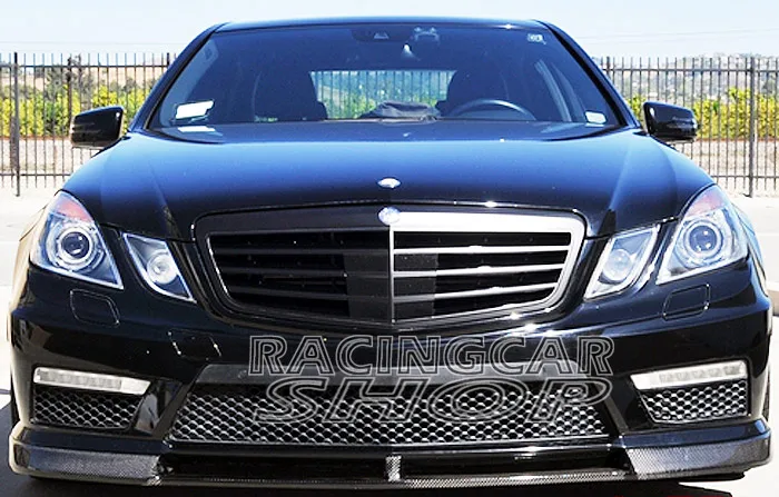 REAL CARBON FIBER V TYPE FRONT LIP SPOILER FOR MERCEDES BENZ W212 E-CLASS E200 E260 E300 E350 E550 E63 AMG BUMPER