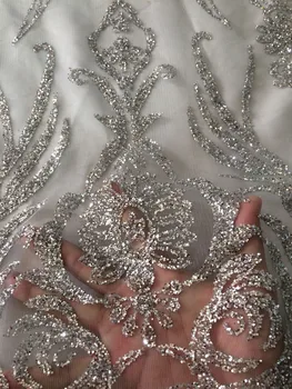

Pretty design glued Glitter Fabric yaking-235 Shinning glitter for Party or wedding Dress