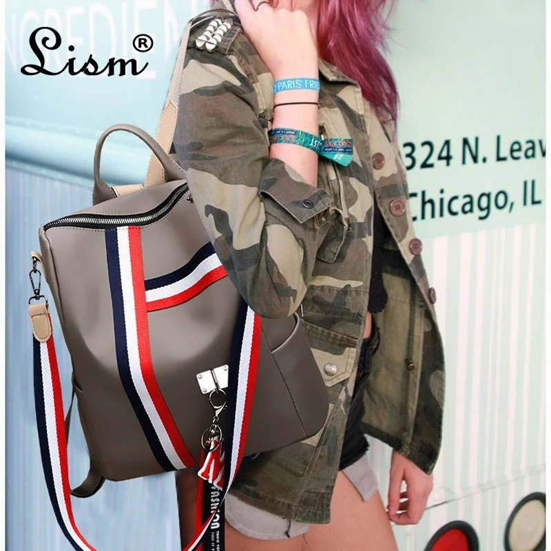 2018 damas Mochila Oxford a rayas de tela de mujer bolso de hombro señoras Mochila chica adolescente Mochila bolsa de viaje Mochila
