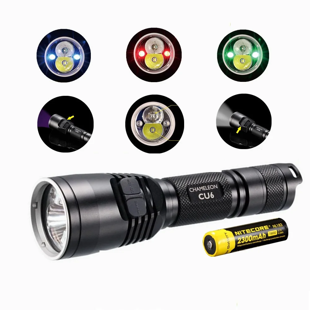 

NITECORE CU6 Flashlight with nitecore NL183 18650 2300mah battery XP-G2(R5) 440LM LED with 3000mW Ultraviolet UV 365nm Tactical