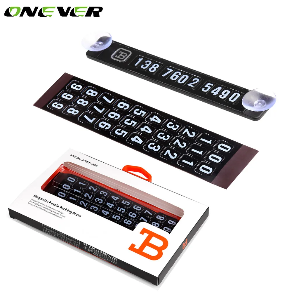 

Onever Car Windshield Accessories Magnetic Car Stop Signs Sticker Temporary Parking Card Phone Number Plate with Suction Cups