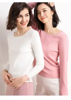 

2019 New Spring and Autumn Fashion Cashmere Sweater Women's Pullovers square neck Sweaters Women's Pure Basic Sweater