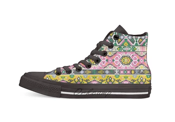 

Fancy abstract geometric pattern in tribal style High Top Canvas Shoes Flat Casual Custom Unisex Sneaker Drop Shipping