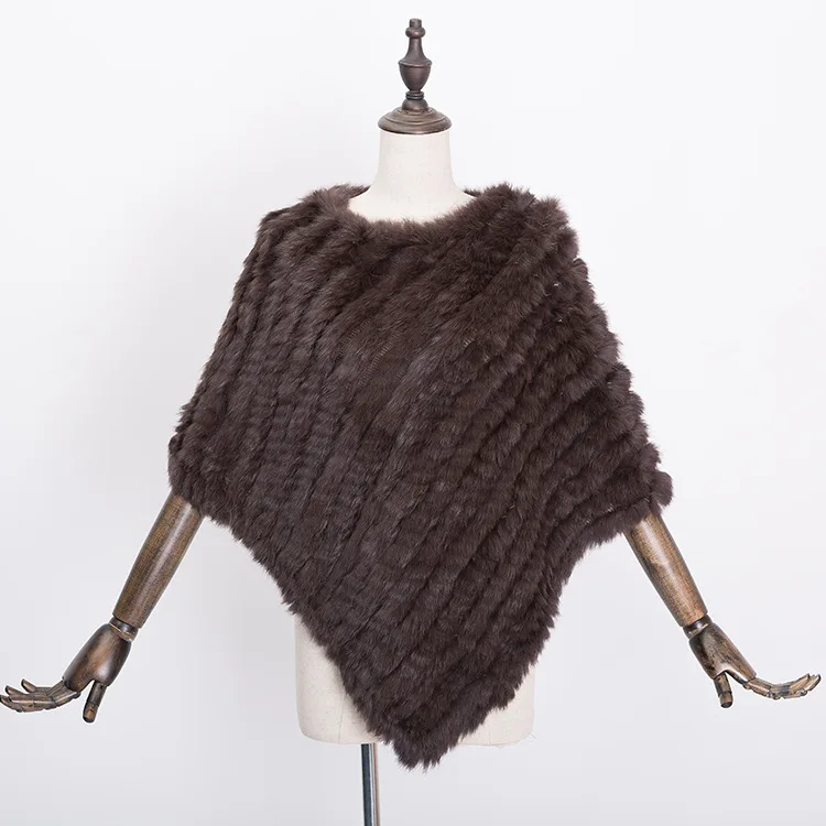  Winter Warm Shawl Poncho For Women Knitted Real Rabbit Fur Shouder Pashmina Capes Lady Natural Fur Wraps (28)