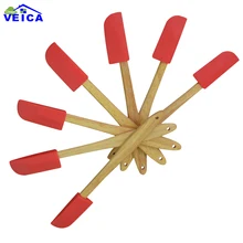 3 шт./компл. Кухня жаропрочная Гибкая Силиконовый шпатель с деревянной ручкой малых и средних ложки для выпечки лопатки для теста набор