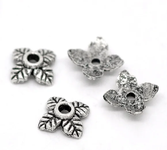 DoreenBeads 70 шт. украшенные 4 лепестками и листьями колпачки 6*6 мм хит продаж новинка |