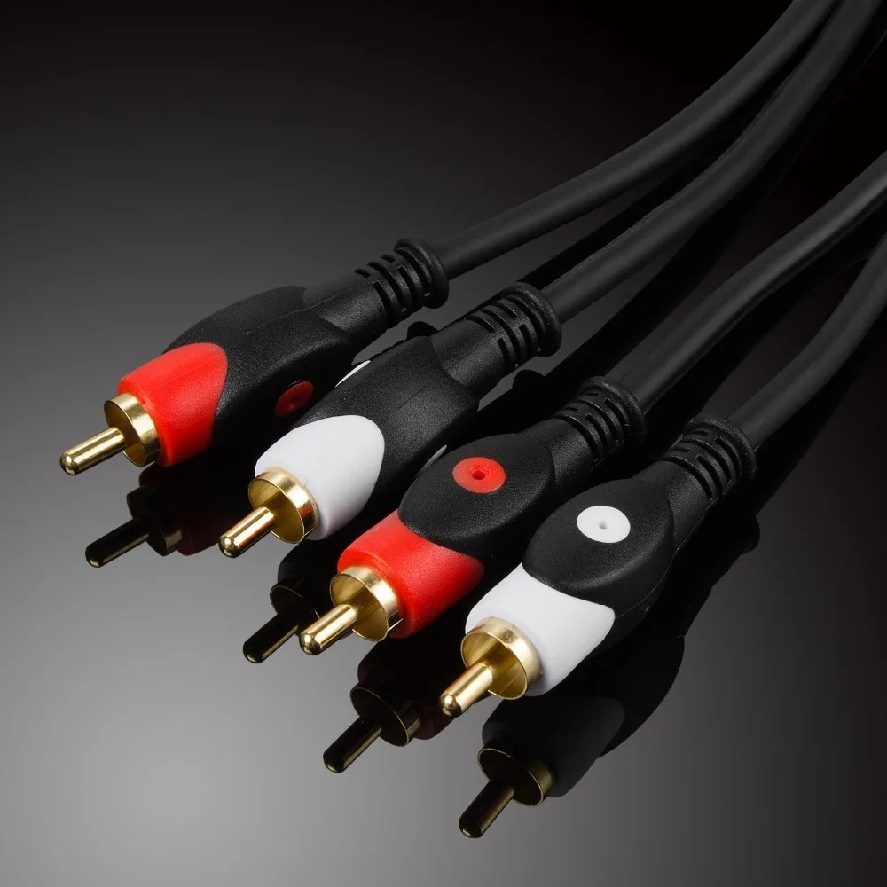 Двойной аудиокабель lotus 2 пары 2AV line сливовый RCA четыре Чистый медный защищенный JSJ