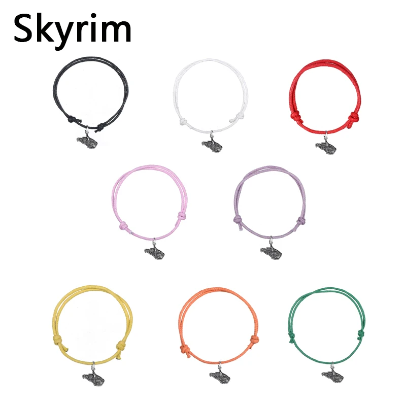 

Skyrim 10pcs/lot New Arrivals Trendy Stylish Wax Cord Adjustable Bracelets With West Virginia Map Charm Eight Colors Choices