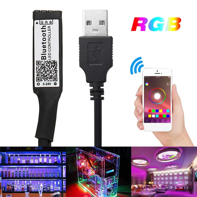 Универсальный светодиодный контроллер диммера Bluetooth USB Mini 5 в RGB светодиодная