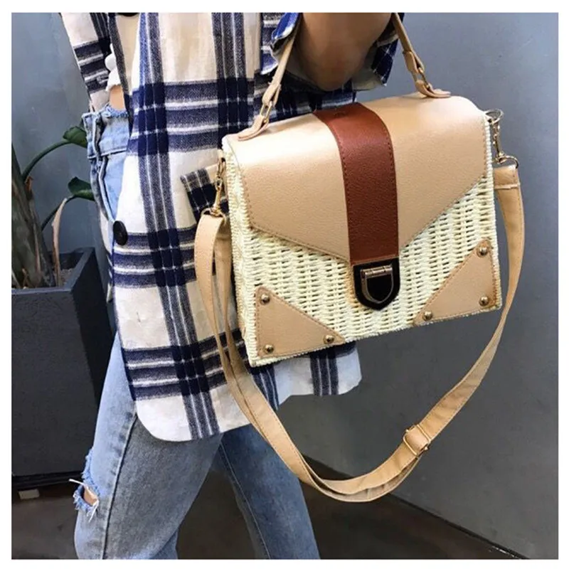 

2019 New Fashion Straw Bag Female Seaside Vacation Beach Bag Hand-woven Shoulder Messenger Bag Women Purse and Handbags