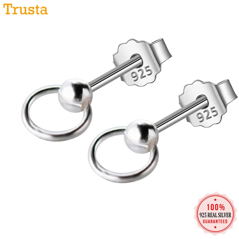 

Trusta 2018 New Women 100% 925 Sterling Silver Jewelry Tiny Round Stud Earrings Xmas Girls Gift DS56 Freeshipping