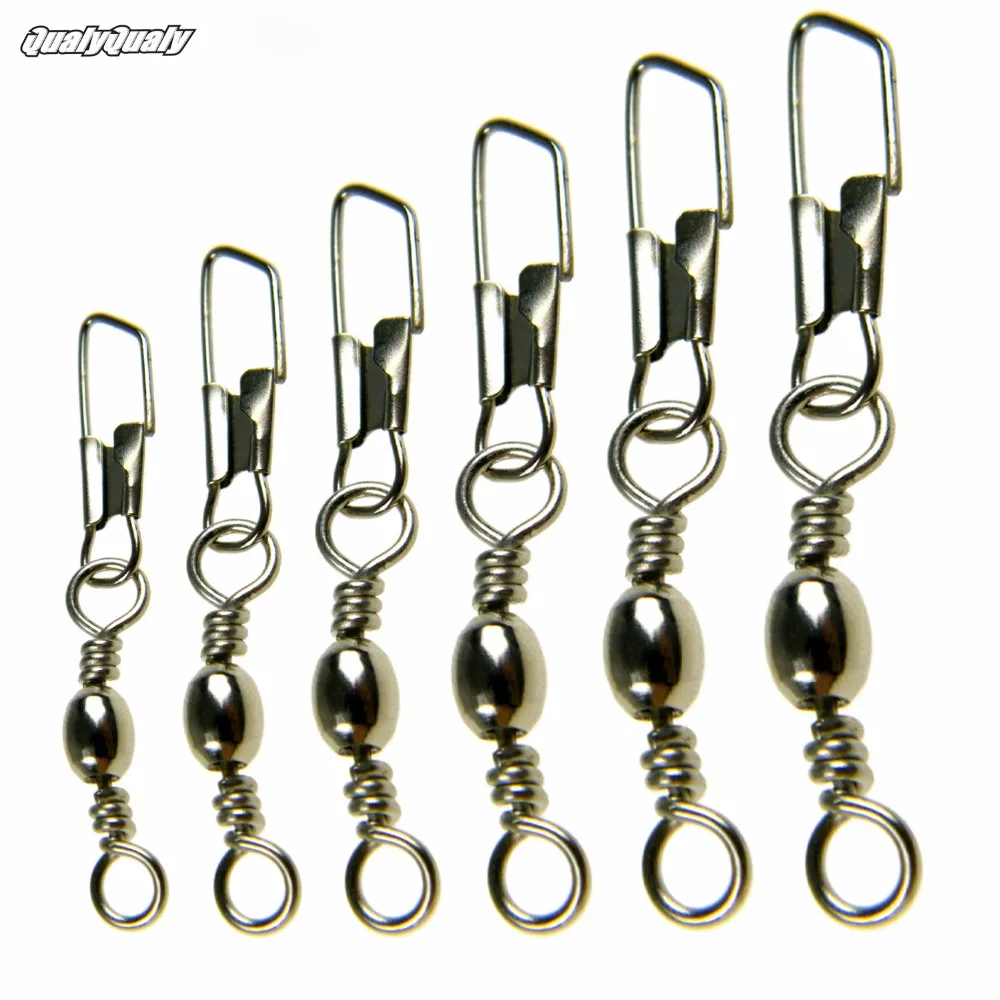 50pcs Barrel Swivels with Double Safty Snap B Style Rotating Swivel