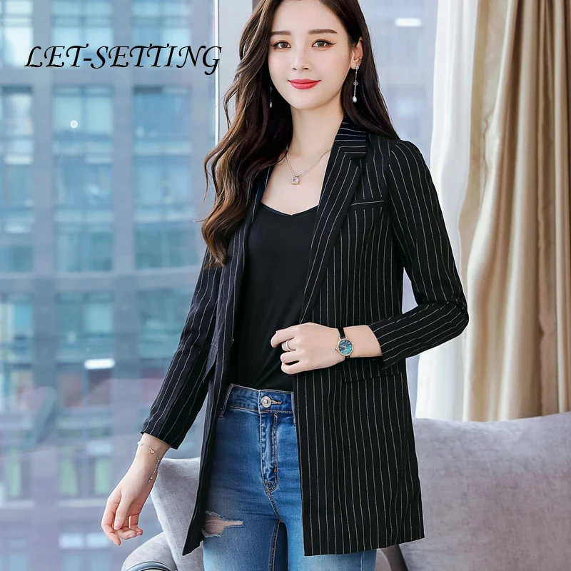 

women jacket plus size blazer women coat women autumn winter Korean striped slim Ol business wear suit slim casual suit Plaid