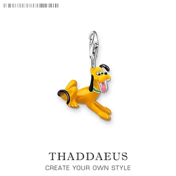 

925 Sterling Silver Yellow Enamel Dog Animal Pendants Charms Fit Bracelets Necklaces Women Cute Beads & Jewelry Making