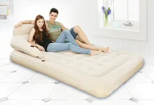 Lit gonflable floqué imperméable, matelas avec dossier, Support solide, lit pliant, mobilier de chambre à coucher