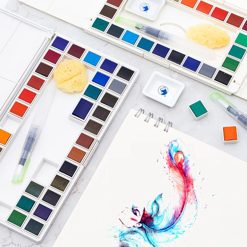 Günstig Maries 18 24 36 Farben Wasser Feste farbe Malerei Mit WaterBrush Transparent Aquarell Für Zeichnung Acuarelas Kunst liefert