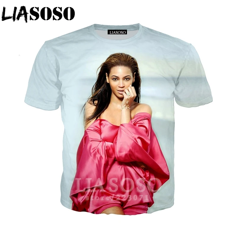 

LIASOSO Summer New Fashion Men Women Sweatshirt 3D Print Singer Beyonce T Shirt Short Sleeve Harajuku Hoodies Pullover A202-04