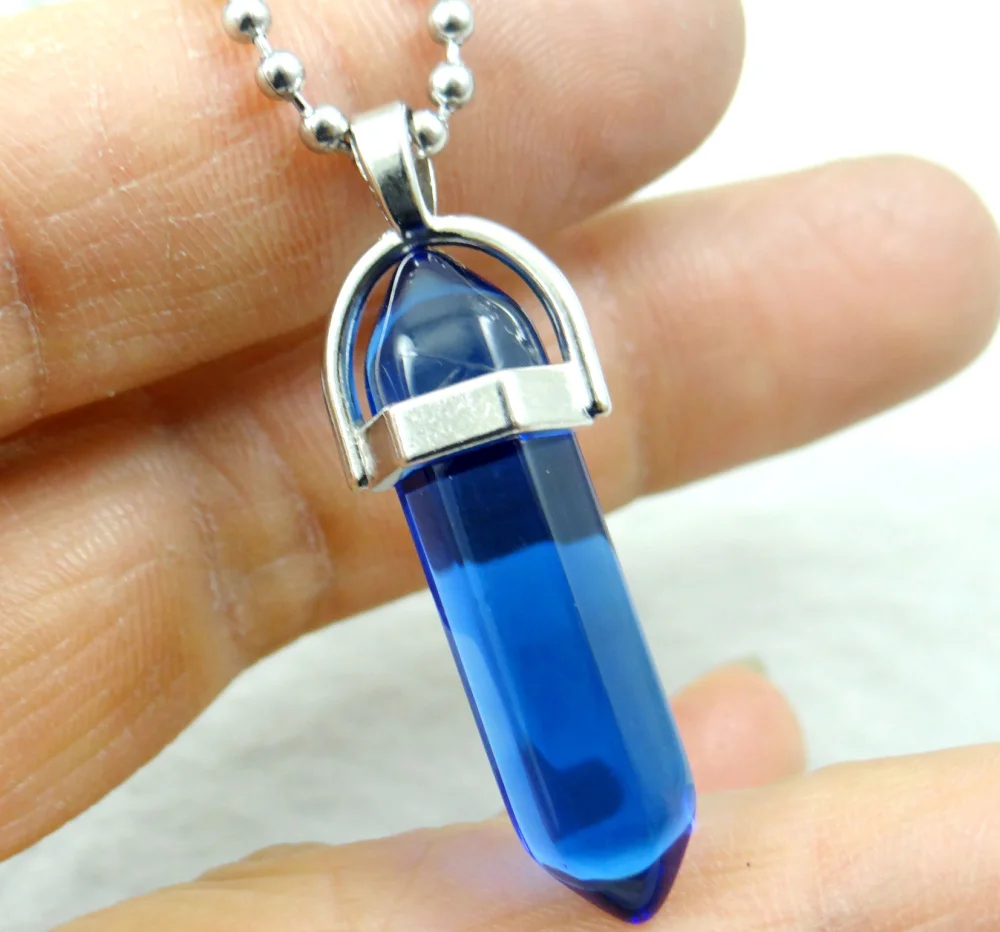 high quality Titanium Crystal pillar charms chakra Pendant stainless steel Necklace for women Fashion Jewelry Free shipping 1PCS