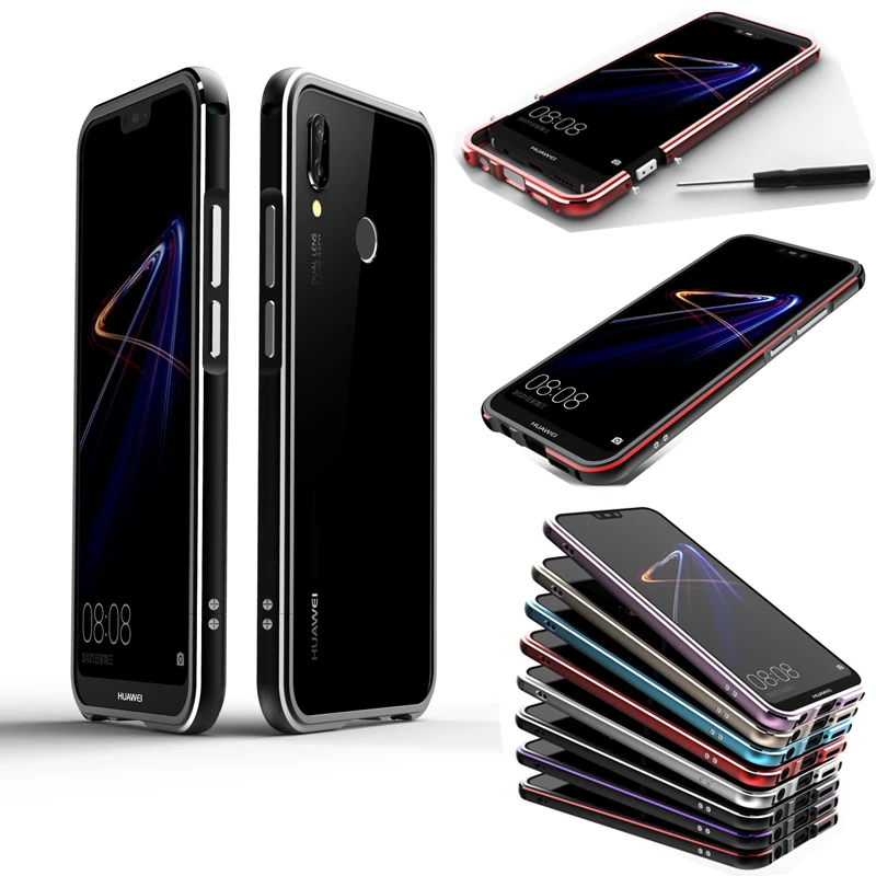 

Luxury Shockproof Bumper Case for Huawei P20 Lite Aluminum Metal Frame For Huawei P20Lite Phone Cases for Huawe P 20 Lite Cover