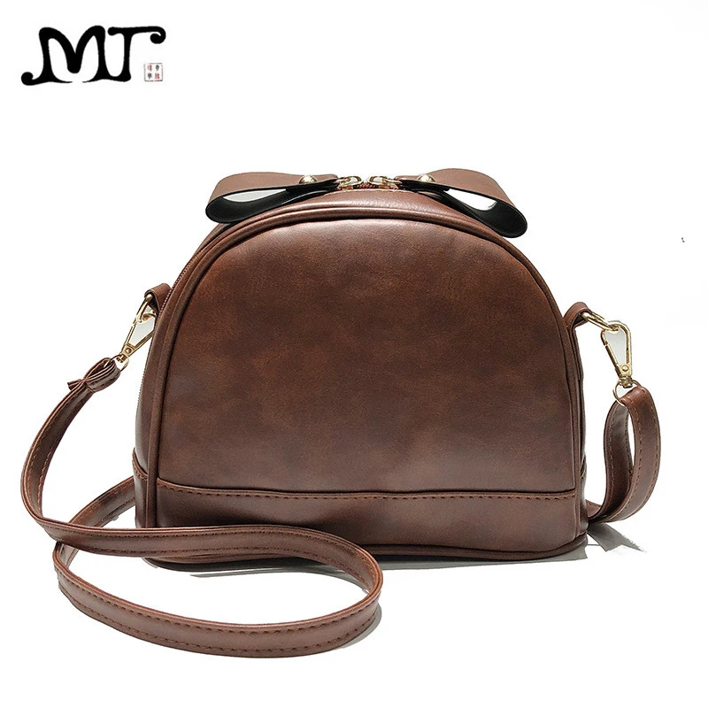 MJ Women Leather Messenger Bag Female Retro PU Shoulder Crossbody Bag