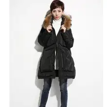 Женское зимнее пальто с большими карманами, длинный пуховик с капюшоном, зимнее пуховое пальто, плотное пуховое пальто с меховой отделкой