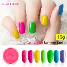 Очень тонкий 10 г/кор. Летняя серия цветной окунутый порошок без лампы для лечения Ногтей Dip порошок гель для ногтей цветной порошок натуральный сухой цвет