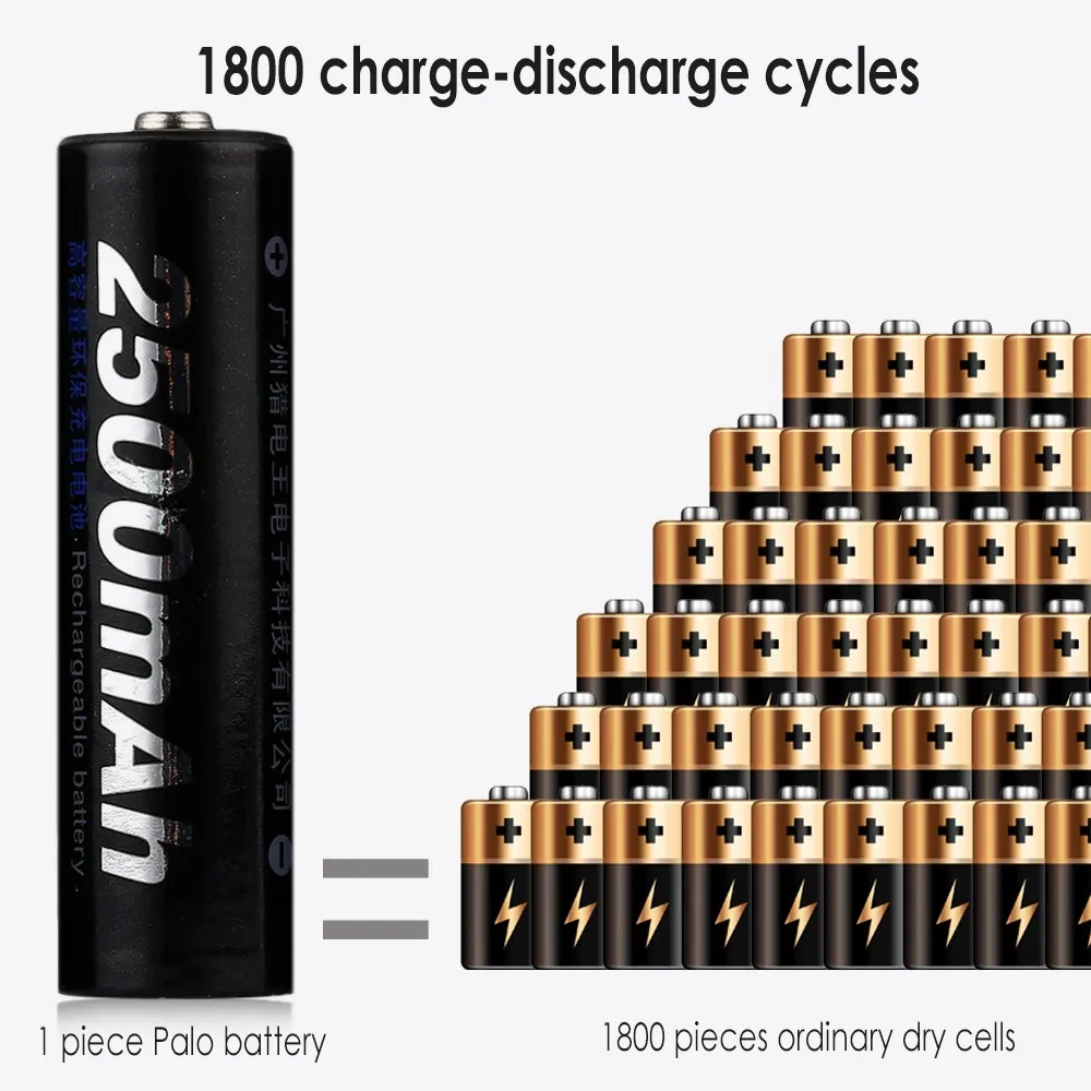 Palo 4 шт Прочный AA 1,2 V 2500 mAh перезаряжаемый Ni-MH Предварительно заряженный аккумулятор для микрофонной камеры