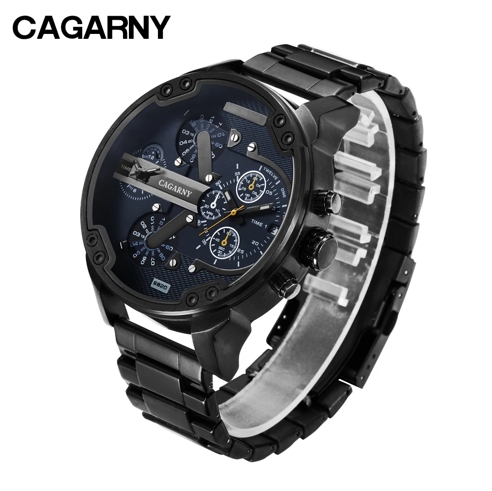 cagarny mens watches quartz watch men dual time zones big case dz military style 7331 7333 7313 7314 7311 steel band watches free shipping (7)
