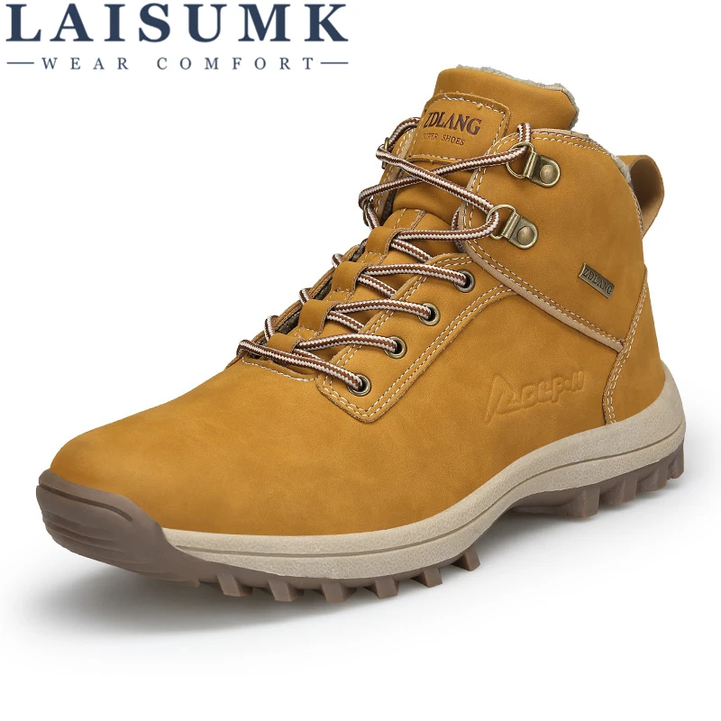 

LAISUMK Hot Keep Warm Winter Men Boots High Quality Wear-Resisting Casual Shoes For Male Comfortable Working Fashion Men Boots