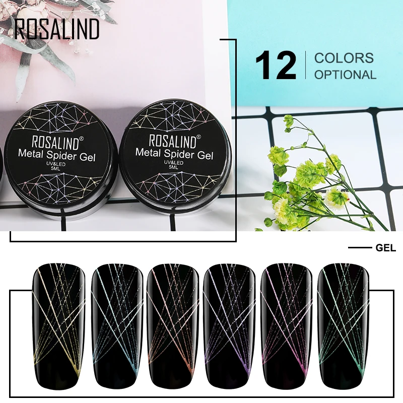 

ROSALIND Hybrid Varnishes Nail Art 5ML Metal Spider vernis Gel UV Lak Design Line Drawing Painting Primer Silk Spider Gel Polish