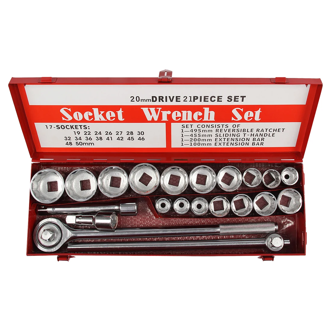

Best price New 21Pc Metric 3/4" Socket Tool Bit Set Drive Wrench Large Size With Metal Case