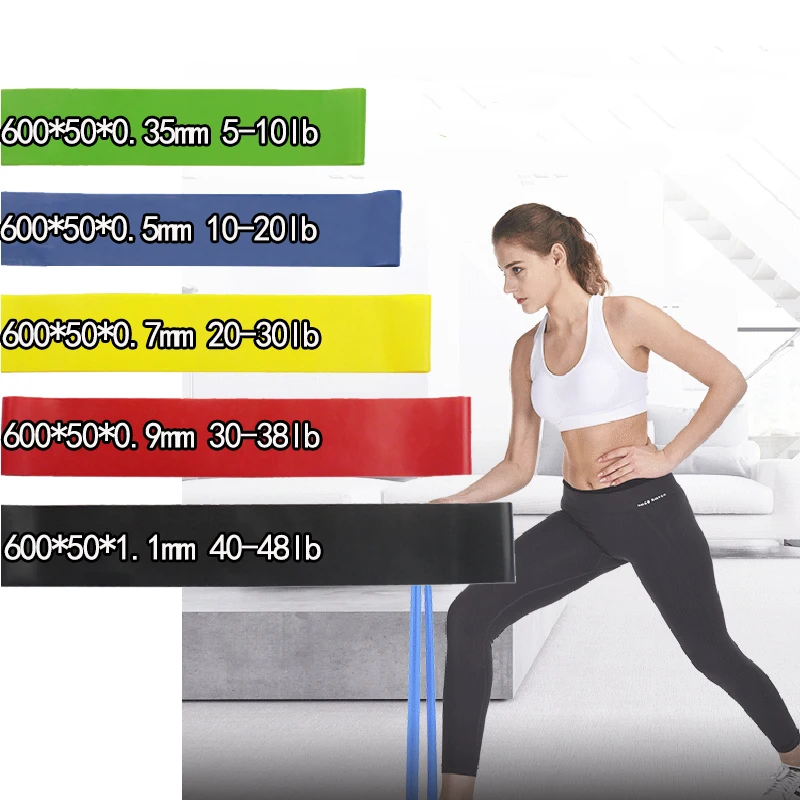 5 видов цветов резинки для йоги, Уличное оборудование для фитнеса, 0,35 мм-1,1 мм, резинки для пилатеса, занятий спортом, тренировок
