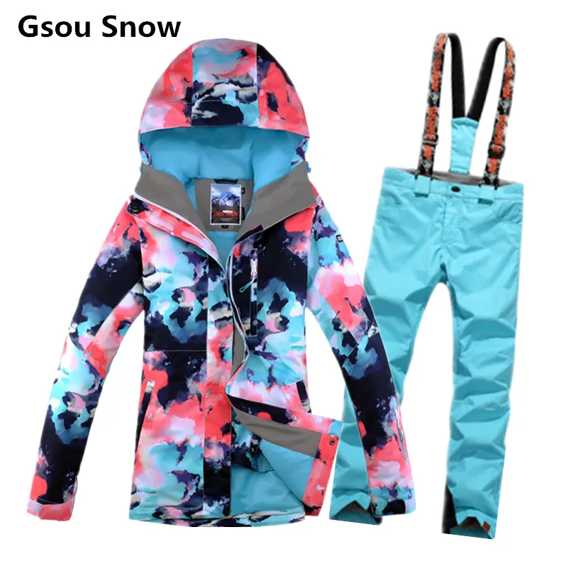 2018 New Gsou Snow Brand Snowboard Suit Colorful Ski Suit Female Snow font b Jacket b