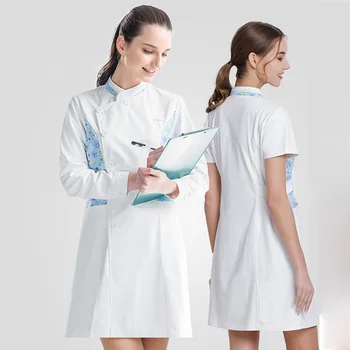 

Plus Size Elegant Nurse Uniform for Women Doctor Gown Medical Clothing Comfortable Slim Fit Tall White Beautician Work Wears