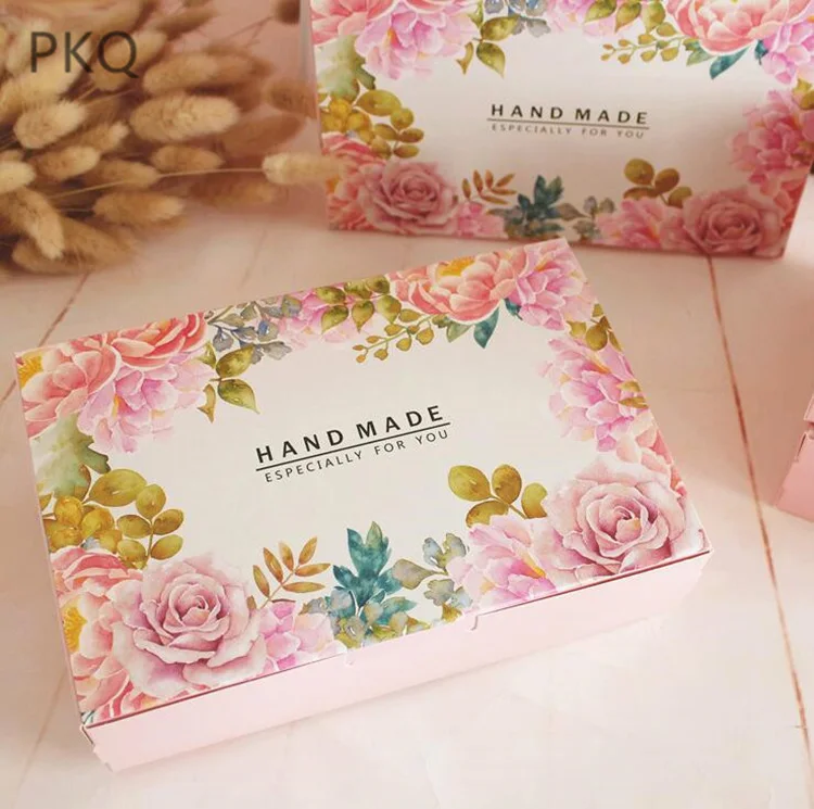 

10pcs/lot Hand Made New Design Cake Paper Box Cupcake Dessert Container Paper Packaging Box Flower Carboard Gift Box Decorative