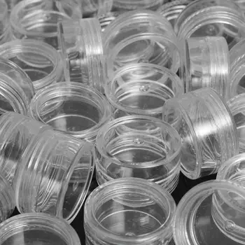 50pc Lot 5g Sample Clear Cream Jar Mini Cosmetic Bottles Containers Transparent Pot For Nail