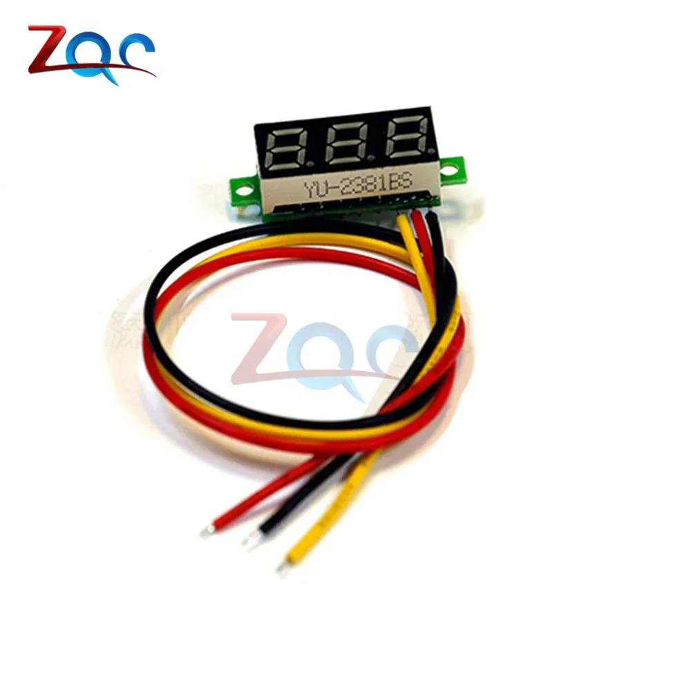 3 проводной мини вольтметр с светодиодный дисплеем 0 28 дюйма 100 в|dc digital|dc displaypanel meter